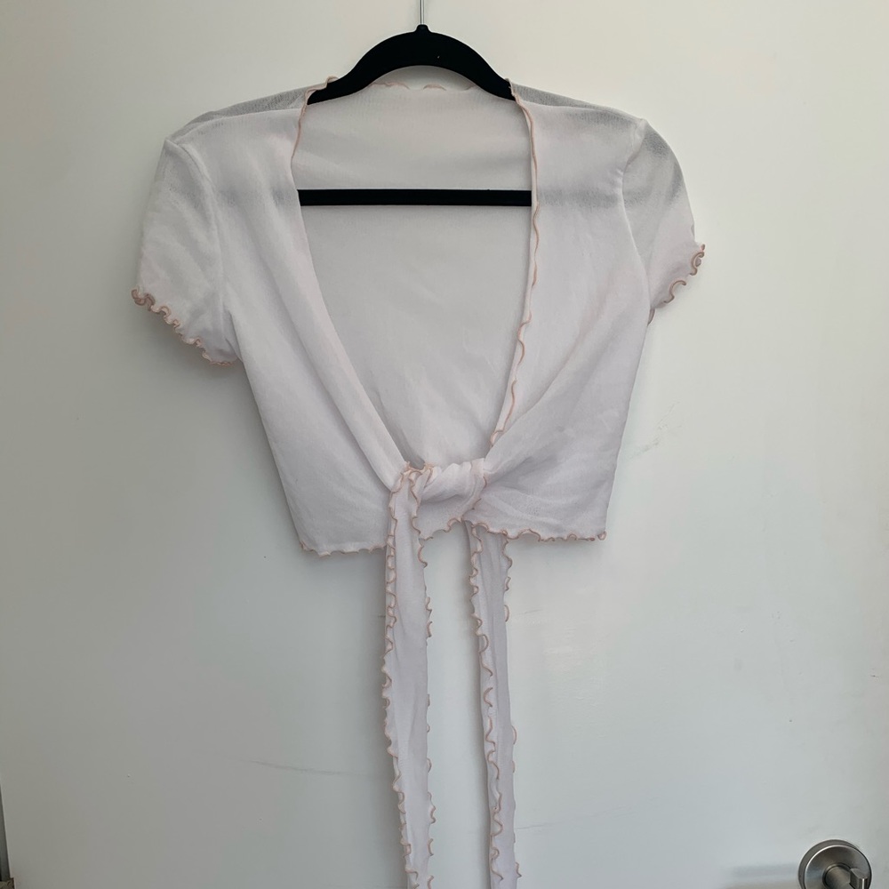 Intermix white wrap tie crop top